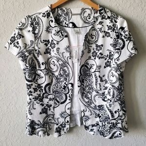 White House Black Market Jacket Blazer short Sleeve white black size 14